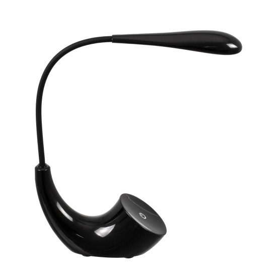 GLOBOSTAR® TEBLARO 76501 Μοντέρνο Επιτραπέζιο Φωτιστικό Γραφείου LED 2.8W 550lm 90° DC 5V με USB-C με Επαναφορτιζόμενη Μπαταρία Li-ion 3.7V 1x18650 1800mAh IP20 Φυσικό Λευκό 4500K - Sanan SMD Chip - Μαύρο - Μ15.5 x Π7.5 x Υ44.5cm - 2 Χρόνια Εγγύηση