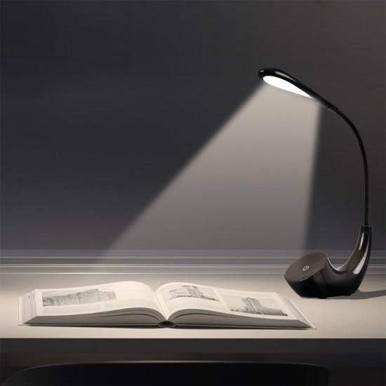 GLOBOSTAR® TEBLARO 76501 Μοντέρνο Επιτραπέζιο Φωτιστικό Γραφείου LED 2.8W 550lm 90° DC 5V με USB-C με Επαναφορτιζόμενη Μπαταρία Li-ion 3.7V 1x18650 1800mAh IP20 Φυσικό Λευκό 4500K - Sanan SMD Chip - Μαύρο - Μ15.5 x Π7.5 x Υ44.5cm - 2 Χρόνια Εγγύηση