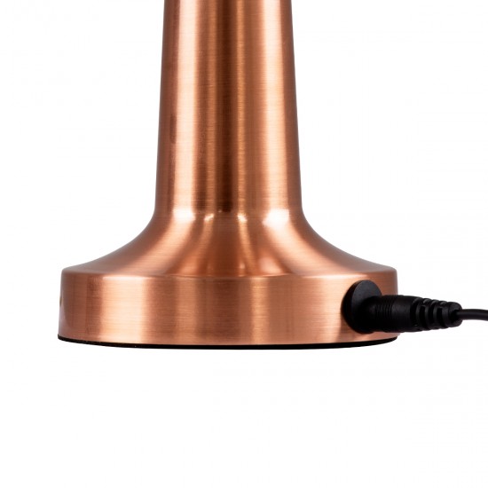 GloboStar® BELLA 76505 Επαναφορτιζόμενο Επιτραπέζιο Φωτιστικό Πορτατίφ LED 1.5W 105lm 120° DC 5V IP44 Θερμό Λευκό 2700K Dimmable Χάλκινο Αλουμίνιο - Μ9 x Π9 x Υ21cm - 2 Xρόνια Εγγύηση