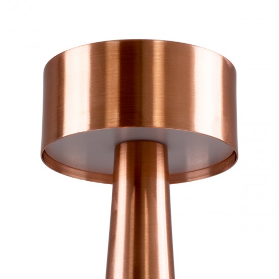 GloboStar® BELLA 76505 Επαναφορτιζόμενο Επιτραπέζιο Φωτιστικό Πορτατίφ LED 1.5W 105lm 120° DC 5V IP44 Θερμό Λευκό 2700K Dimmable Χάλκινο Αλουμίνιο - Μ9 x Π9 x Υ21cm - 2 Xρόνια Εγγύηση