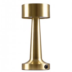GloboStar® BELLA 76506 Επαναφορτιζόμενο Επιτραπέζιο Φωτιστικό Πορτατίφ LED 1.5W 105lm 120° DC 5V IP44 Θερμό Λευκό 2700K Dimmable Χρυσό Αλουμίνιο - Μ9 x Π9 x Υ21cm - 2 Xρόνια Εγγύηση