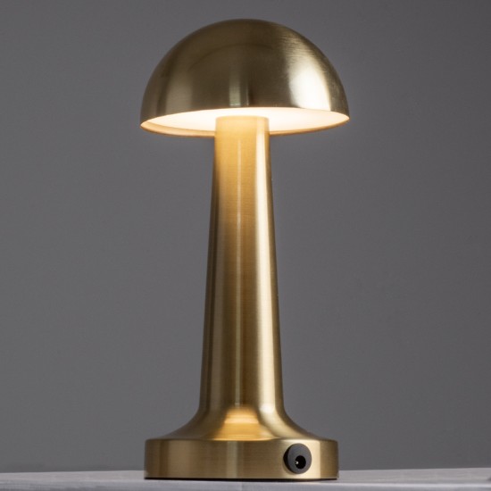 GloboStar® COCO 76512 Επαναφορτιζόμενο Επιτραπέζιο Φωτιστικό Πορτατίφ LED 1.5W 105lm 120° DC 5V IP44 Θερμό Λευκό 2700K Dimmable Χρυσό Αλουμίνιο - Μ10 x Π10 x Υ22cm - 2 Xρόνια Εγγύηση