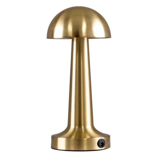 GloboStar® COCO 76512 Επαναφορτιζόμενο Επιτραπέζιο Φωτιστικό Πορτατίφ LED 1.5W 105lm 120° DC 5V IP44 Θερμό Λευκό 2700K Dimmable Χρυσό Αλουμίνιο - Μ10 x Π10 x Υ22cm - 2 Xρόνια Εγγύηση