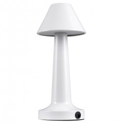 GloboStar® MOLLY 76514 Επαναφορτιζόμενο Επιτραπέζιο Φωτιστικό Πορτατίφ LED 1.5W 105lm 120° DC 5V IP44 Θερμό Λευκό 2700K Dimmable Λευκό Αλουμίνιο - Μ10 x Π10 x Υ23cm - 2 Xρόνια Εγγύηση