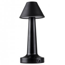 GloboStar® MOLLY 76515 Επαναφορτιζόμενο Επιτραπέζιο Φωτιστικό Πορτατίφ LED 1.5W 105lm 120° DC 5V IP44 Θερμό Λευκό 2700K Dimmable Μαύρο Αλουμίνιο - Μ10 x Π10 x Υ23cm - 2 Xρόνια Εγγύηση