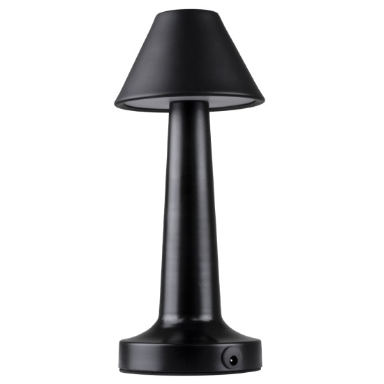 GloboStar® MOLLY 76515 Επαναφορτιζόμενο Επιτραπέζιο Φωτιστικό Πορτατίφ LED 1.5W 105lm 120° DC 5V IP44 Θερμό Λευκό 2700K Dimmable Μαύρο Αλουμίνιο - Μ10 x Π10 x Υ23cm - 2 Xρόνια Εγγύηση