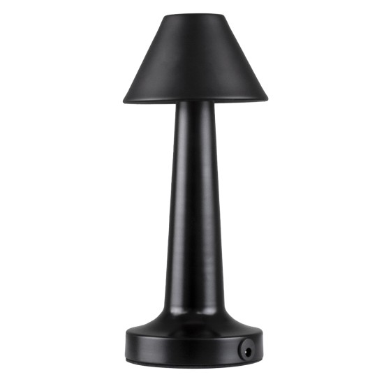 GloboStar® MOLLY 76515 Επαναφορτιζόμενο Επιτραπέζιο Φωτιστικό Πορτατίφ LED 1.5W 105lm 120° DC 5V IP44 Θερμό Λευκό 2700K Dimmable Μαύρο Αλουμίνιο - Μ10 x Π10 x Υ23cm - 2 Xρόνια Εγγύηση