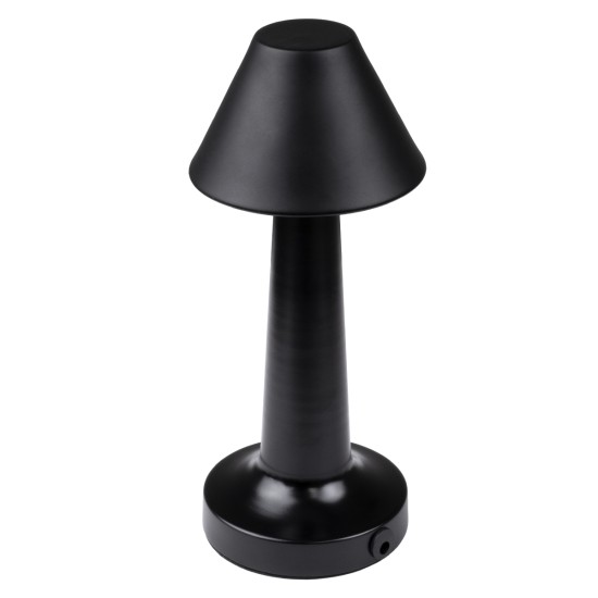 GloboStar® MOLLY 76515 Επαναφορτιζόμενο Επιτραπέζιο Φωτιστικό Πορτατίφ LED 1.5W 105lm 120° DC 5V IP44 Θερμό Λευκό 2700K Dimmable Μαύρο Αλουμίνιο - Μ10 x Π10 x Υ23cm - 2 Xρόνια Εγγύηση