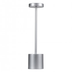 GloboStar® JOJO 76521 Επαναφορτιζόμενο Επιτραπέζιο Φωτιστικό Πορτατίφ LED 1.5W 105lm 120° DC 5V IP44 CCT Ultra Θερμό 1500K - Φυσικό Λευκό 4500K - Ψυχρό Λευκό 6000K Dimmable Ασημί Αλουμίνιο - Μ8 x Π8 x Υ34cm - 2 Χρόνια Εγγύηση