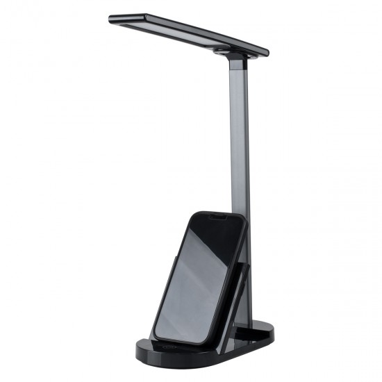 GLOBOSTAR® ONO 76530 Μοντέρνο Επιτραπέζιο Φωτιστικό Γραφείου με Ασύρματη Φόρτιση 10W 2A LED 5W 500lm 180° DC 5V με USB IP20 Ρυθμιζόμενο Λευκό CCT με Αφή 2700K/4500K/6000K Dimmable - Sanan SMD Chip - Μαύρο - Μ25 x Π10.5 x Υ35.5cm - 2 Χρόνια Εγγύηση GLOBOSTAR® ONO 76530 Μοντέρνο Επιτραπέζιο Φωτιστικό Γραφείου με Ασύρματη Φόρτιση 10W 2A LED 5W 500lm 180° DC 5V με USB IP20 Ρυθμιζόμενο Λευκό CCT με Αφή 2700K/4500K/6000K Dimmable - Sanan SMD Chip - Μαύρο - Μ25 x Π10.5 x Υ35.5cm - 2 Χρόνια Εγγύηση