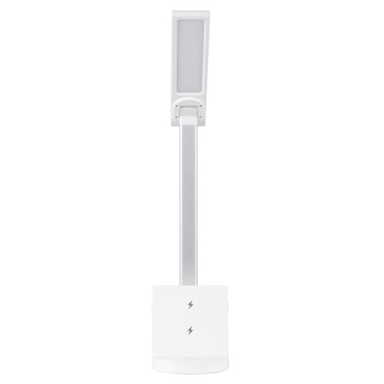 GLOBOSTAR® ONO 76531 Μοντέρνο Επιτραπέζιο Φωτιστικό Γραφείου με Ασύρματη Φόρτιση 10W 2A LED 5W 500lm 180° DC 5V με USB IP20 Ρυθμιζόμενο Λευκό CCT με Αφή 2700K/4500K/6000K Dimmable - Sanan SMD Chip - Λευκό - Μ25 x Π10.5 x Υ35.5cm - 2 Χρόνια Εγγύηση