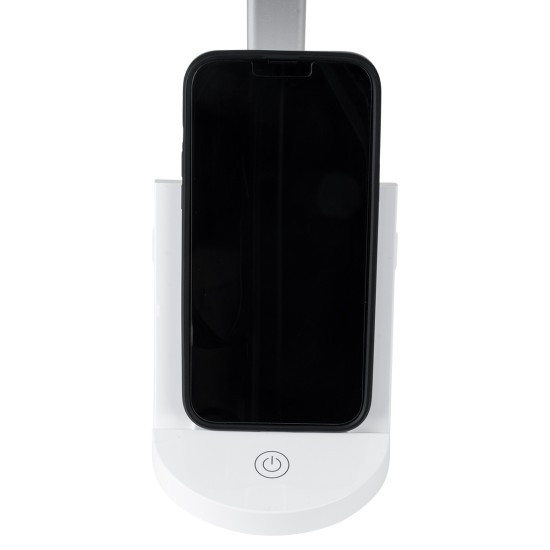 GLOBOSTAR® ONO 76531 Μοντέρνο Επιτραπέζιο Φωτιστικό Γραφείου με Ασύρματη Φόρτιση 10W 2A LED 5W 500lm 180° DC 5V με USB IP20 Ρυθμιζόμενο Λευκό CCT με Αφή 2700K/4500K/6000K Dimmable - Sanan SMD Chip - Λευκό - Μ25 x Π10.5 x Υ35.5cm - 2 Χρόνια Εγγύηση