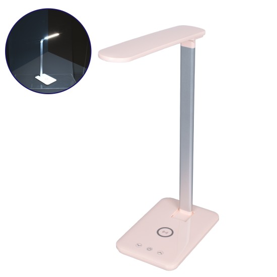 GLOBOSTAR® ONO 76533 Μοντέρνο Επιτραπέζιο Φωτιστικό Γραφείου με Ασύρματη Φόρτιση 10W 2A LED 3.5W 350lm 90° DC 5V με USB-C IP20 Ρυθμιζόμενο Λευκό CCT με Αφή 2700K/4500K/6000K Dimmable - Sanan SMD Chip - Μαύρο - Μ18 x Π12 x Υ36cm - 2 Χρόνια Εγγύηση