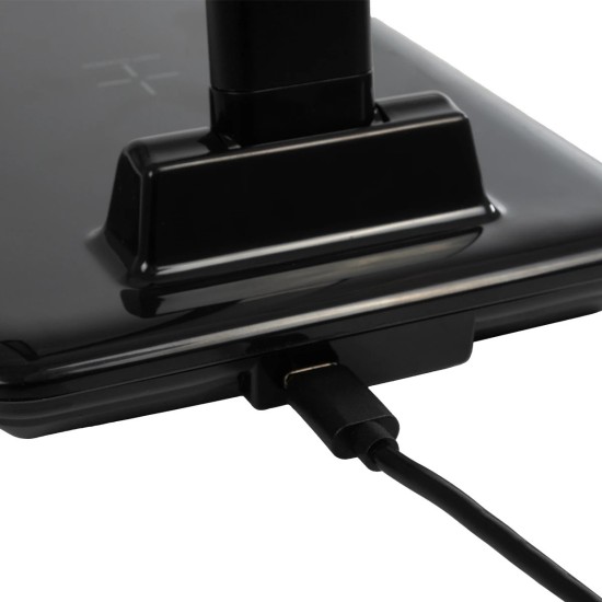 GLOBOSTAR® ONO 76533 Μοντέρνο Επιτραπέζιο Φωτιστικό Γραφείου με Ασύρματη Φόρτιση 10W 2A LED 3.5W 350lm 90° DC 5V με USB-C IP20 Ρυθμιζόμενο Λευκό CCT με Αφή 2700K/4500K/6000K Dimmable - Sanan SMD Chip - Μαύρο - Μ18 x Π12 x Υ36cm - 2 Χρόνια Εγγύηση