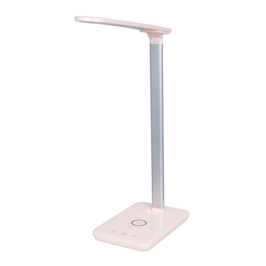 GLOBOSTAR® ONO 76533 Μοντέρνο Επιτραπέζιο Φωτιστικό Γραφείου με Ασύρματη Φόρτιση 10W 2A LED 3.5W 350lm 90° DC 5V με USB-C IP20 Ρυθμιζόμενο Λευκό CCT με Αφή 2700K/4500K/6000K Dimmable - Sanan SMD Chip - Μαύρο - Μ18 x Π12 x Υ36cm - 2 Χρόνια Εγγύηση