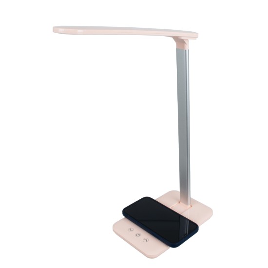 GLOBOSTAR® ONO 76533 Μοντέρνο Επιτραπέζιο Φωτιστικό Γραφείου με Ασύρματη Φόρτιση 10W 2A LED 3.5W 350lm 90° DC 5V με USB-C IP20 Ρυθμιζόμενο Λευκό CCT με Αφή 2700K/4500K/6000K Dimmable - Sanan SMD Chip - Μαύρο - Μ18 x Π12 x Υ36cm - 2 Χρόνια Εγγύηση