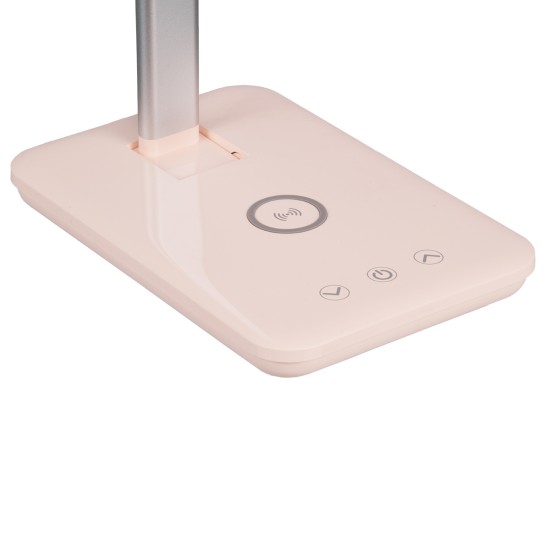 GLOBOSTAR® ONO 76533 Μοντέρνο Επιτραπέζιο Φωτιστικό Γραφείου με Ασύρματη Φόρτιση 10W 2A LED 3.5W 350lm 90° DC 5V με USB-C IP20 Ρυθμιζόμενο Λευκό CCT με Αφή 2700K/4500K/6000K Dimmable - Sanan SMD Chip - Μαύρο - Μ18 x Π12 x Υ36cm - 2 Χρόνια Εγγύηση