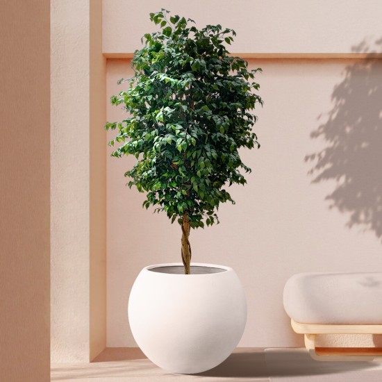 GloboStar® Artificial Garden MURANO 20766 Επιδαπέδιο Πολυεστερικό Τσιμεντένιο Κασπώ Γλάστρα - Flower Pot Λευκό Φ90 x Υ70cm GloboStar® Artificial Garden MURANO 20766 Επιδαπέδιο Πολυεστερικό Τσιμεντένιο Κασπώ Γλάστρα - Flower Pot Λευκό Φ90 x Υ70cm