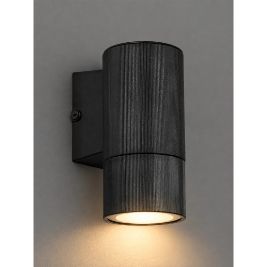 GLOBOSTAR® WALLY 77876 Μοντέρνο Φωτιστικό Τοίχου - Απλίκα με Ντουί 1 x GU10 AC 220-240V Αδιάβροχο IP65 - Μαύρο Ματ - Μ6.5 x Π9 x Υ13.5cm