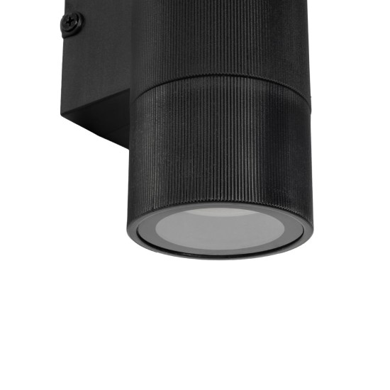 GLOBOSTAR® WALLY 77876 Μοντέρνο Φωτιστικό Τοίχου - Απλίκα με Ντουί 1 x GU10 AC 220-240V Αδιάβροχο IP65 - Μαύρο Ματ - Μ6.5 x Π9 x Υ13.5cm
