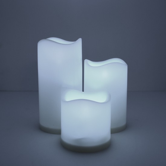 GloboStar® 79551 ΣΕΤ 3 Διακοσμητικών Realistic Κεριών με LED - Μπαταρίας & Ασύρματο Χειριστήριο IR Ψυχρό Λευκό 6000K