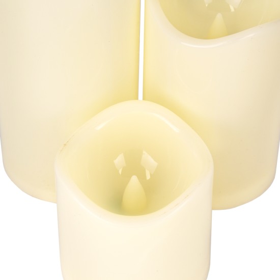 GloboStar® 79552 ΣΕΤ 3 Διακοσμητικών Realistic Κεριών με LED - Μπαταρίας & Ασύρματο Χειριστήριο IR Θερμό Λευκό 3000K
