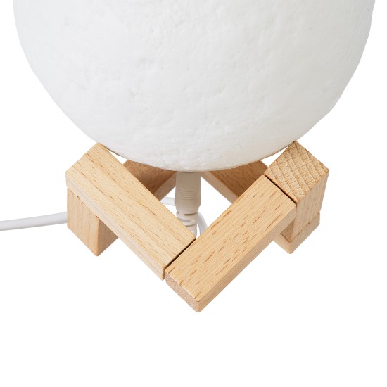 GLOBOSTAR® MOON 79606 Μοντέρνο Επιτραπέζιο Φωτιστικό Πορτατίφ LED 2W 120lm 360° Επαναφορτιζόμενο DC 5V με USB 2.0 IP20 Πολύχρωμο RGBW - Λευκό & Μπεζ - Μ12 x Π12 x Υ15cm - 2 Χρόνια Εγγύηση