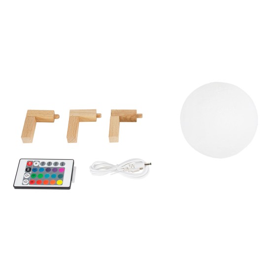 GLOBOSTAR® MOON 79606 Μοντέρνο Επιτραπέζιο Φωτιστικό Πορτατίφ LED 2W 120lm 360° Επαναφορτιζόμενο DC 5V με USB 2.0 IP20 Πολύχρωμο RGBW - Λευκό & Μπεζ - Μ12 x Π12 x Υ15cm - 2 Χρόνια Εγγύηση