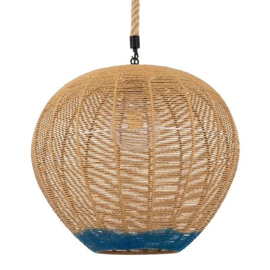 GLOBOSTAR® SIMON 00727 Boho Κρεμαστό Φωτιστικό Οροφής με Ντουί 1 x E27 AC 220-240V IP20 - Μπεζ & Μπλε - Μ50 x Π50 x Y47cm GLOBOSTAR® SIMON 00727 Boho Κρεμαστό Φωτιστικό Οροφής με Ντουί 1 x E27 AC 220-240V IP20 - Μπεζ & Μπλε - Μ50 x Π50 x Y47cm