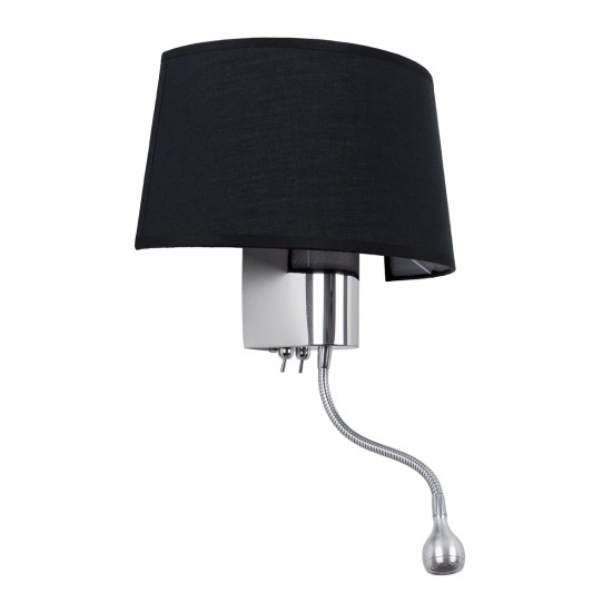 GLOBOSTAR® ELEGANT 01492 Μοντέρνο Φωτιστικό Τοίχου - Απλίκα Ξενοδοχείου Reading Light με Ντουί 1 x E27 LED 3W 360lm 36° AC 220-240V IP20 Θερμό Λευκό 2700K - Bridgelux COB Chip - Χρώμιο & Μαύρο - Μ26 x Π16.5 x Υ33cm - 2 Χρόνια Εγγύηση GLOBOSTAR® ELEGANT 01492 Μοντέρνο Φωτιστικό Τοίχου - Απλίκα Ξενοδοχείου Reading Light με Ντουί 1 x E27 LED 3W 360lm 36° AC 220-240V IP20 Θερμό Λευκό 2700K - Bridgelux COB Chip - Χρώμιο & Μαύρο - Μ26 x Π16.5 x Υ33cm - 2 Χρόνια Εγγύηση