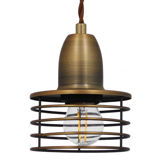 GLOBOSTAR® MANHATTAN 01454 Μοντέρνο Κρεμαστό Φωτιστικό Οροφής με Ντουί 1 x E27 AC 220-240V IP20 - Μπρούτζινο - Μ11 x Π11 x Υ14cm