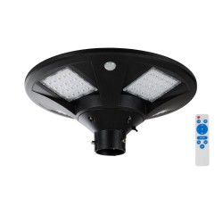 GLOBOSTAR® PARK 90501 Φωτιστικό Κεφαλής Post Top Πλατείας/Πάρκου/Κήπου με Ασύρματο Χειριστήριο LED 20W 800lm 120° με Ενσωματωμένο Φωτοβολταϊκό Panel 6V 20W & Επαναφορτιζόμενη Μπαταρία Li-ion 3.2V 25000mAh με Αισθητήρα Κίνησης-Ημέρας-Νύχτας Αδιάβροχο I