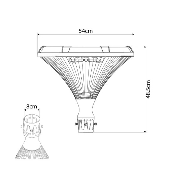 GLOBOSTAR® SQUARE 90503 Φωτιστικό Κεφαλής Post Top Πλατείας/Πάρκου/Κήπου LED 40W 1600lm 120° DC 5V με Ενσωματωμένο Φωτοβολταϊκό Panel 5V 25W & Επαναφορτιζόμενη Μπαταρία Li-ion 3.2V 30000mAh με Αισθητήρα Κίνησης-Ημέρας-Νύχτας Αδιάβροχο IP65 Θερμό Λευκό GLOBOSTAR® SQUARE 90503 Φωτιστικό Κεφαλής Post Top Πλατείας/Πάρκου/Κήπου LED 40W 1600lm 120° DC 5V με Ενσωματωμένο Φωτοβολταϊκό Panel 5V 25W & Επαναφορτιζόμενη Μπαταρία Li-ion 3.2V 30000mAh με Αισθητήρα Κίνησης-Ημέρας-Νύχτας Αδιάβροχο IP65 Θερμό Λευκό