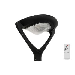 GLOBOSTAR® SQUARE 12117 Φωτιστικό Στύλου/Κολώνας Πλατείας/Πάρκου με Ασύρματο Χειριστήριο LED 25W 2500lm 120° Ενσωματωμένο Φωτοβολταϊκό Panel 5V 12W & Επαναφορτιζόμενη Μπαταρία Li-ion 3.2V 24000mAh με Αισθητήρα Κίνησης-Ημέρας-Νύχτας Αδιάβροχο IP65 Ψυχρ