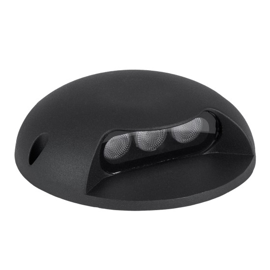 GLOBOSTAR® STEPLUNA 90617 Φωτιστικό Σκαλοπατιού / Διαδρόμου LED 3W 345lm 10° DC 24V Αδιάβροχο IP65 Φυσικό Λευκό 4500K Dimmable - Bridgelux SMD Chip - Μαύρο Ματ - Μ12 x Π12 x Υ3cm - 3 Χρόνια Εγγύηση
