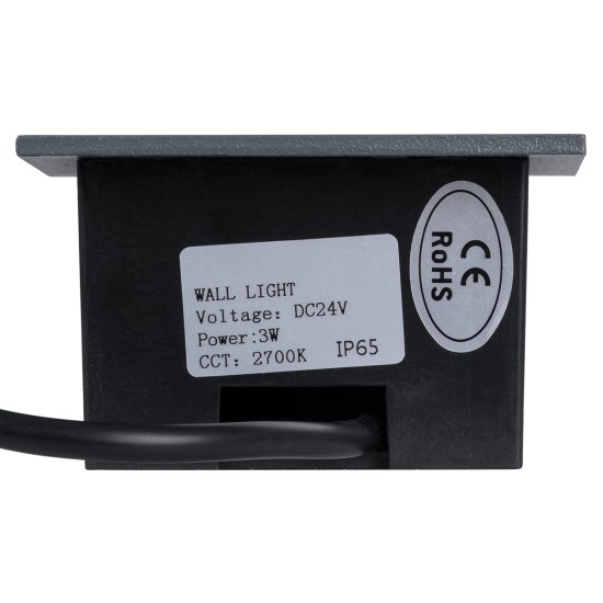 GLOBOSTAR® STEP-MINA 90627 Χωνευτό Αρχιτεκτονικό Φωτιστικό Διαδρόμου/Σκαλοπατιού LED 3W 330lm 30° DC 24V Αδιάβροχο IP65 Θερμό Λευκό 2700K Dimmable - Γκρι Ανθρακί - Μ8.3 x Π8.3 x Υ5cm / Μ6.6 x Π6.6cm - 3 Χρόνια Εγγύηση