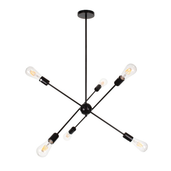 GLOBOSTAR® ZANE 00784 Μοντέρνο Φωτιστικό Οροφής με Ντουί 6 x E27 AC 220-240V IP20 - Μαύρο - Μ70 x Π70 x Υ100cm GLOBOSTAR® ZANE 00784 Μοντέρνο Φωτιστικό Οροφής με Ντουί 6 x E27 AC 220-240V IP20 - Μαύρο - Μ70 x Π70 x Υ100cm