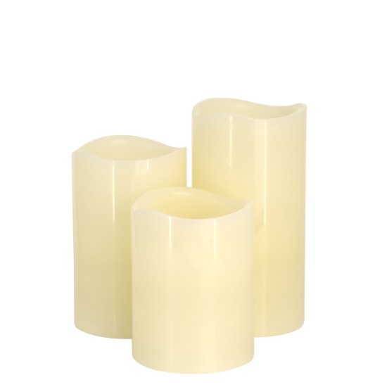 GloboStar® 79554 ΣΕΤ 3 Διακοσμητικών Realistic Κεριών Παραφίνης με LED - Μπαταρίας & Ασύρματο Χειριστήριο IR Ψυχρό Λευκό 6000K