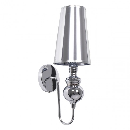 GLOBOSTAR® LAURA 01498 Μοντέρνο Φωτιστικό Τοίχου - Απλίκα με Ντουί 1 x E27 AC 220-240V IP20 - Ασημί - Μ21 x Π15 x Y48cm