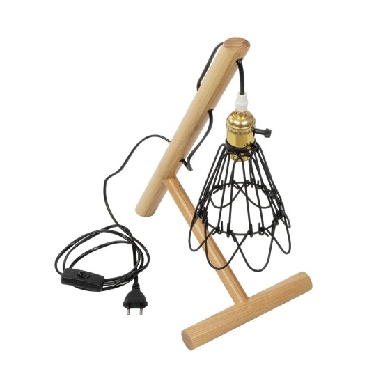 GLOBOSTAR® ELMA 999-0239 Μοντέρνο Επιτραπέζιο Φωτιστικό Πορτατίφ με Ντουί 1 x E27 AC 220-240V IP20 - Μπεζ & Μαύρο - Μ35 x Π20 x Υ43cm