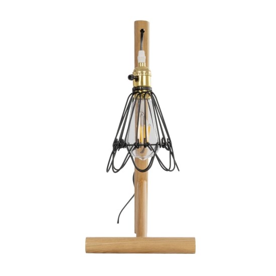 GLOBOSTAR® ELMA 999-0239 Μοντέρνο Επιτραπέζιο Φωτιστικό Πορτατίφ με Ντουί 1 x E27 AC 220-240V IP20 - Μπεζ & Μαύρο - Μ35 x Π20 x Υ43cm