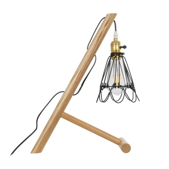 GLOBOSTAR® ELMA 999-0239 Μοντέρνο Επιτραπέζιο Φωτιστικό Πορτατίφ με Ντουί 1 x E27 AC 220-240V IP20 - Μπεζ & Μαύρο - Μ35 x Π20 x Υ43cm