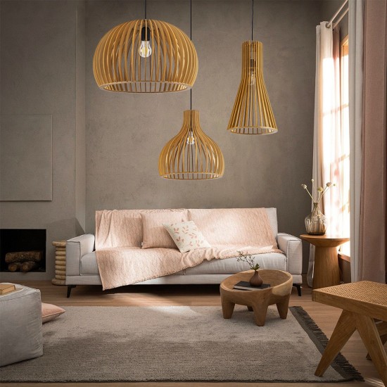 GLOBOSTAR® SCANDINAVIA 01699 Boho Κρεμαστό Φωτιστικό Οροφής με Ντουί 1 x E27 AC 220-240V IP20 - Μπεζ - Μ44 x Π44 x Υ28cm