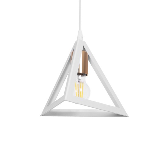 GLOBOSTAR® TRIANGLE 203-0165 Μοντέρνο Κρεμαστό Φωτιστικό Οροφής με Ντουί 1 x E27 AC 220-240V IP20 - Λευκό & Χάλκινο - Μ24 x Π24 x Υ22cm