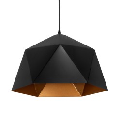 GLOBOSTAR® HEXAGON 01195 Μοντέρνο Κρεμαστό Φωτιστικό Οροφής με Ντουί 1 x E27 AC 220-240V IP20 - Μαύρο & Χρυσό - Μ45 x Π45 x Υ28cm