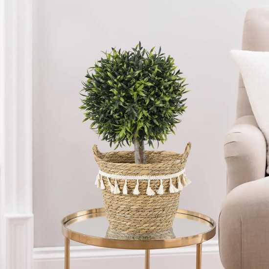 GloboStar® Artificial Garden SANTORINI 20284 Διακοσμητικό Πλεκτό Καλάθι - Κασπώ Γλάστρα - Flower Pot Μπεζ με Μακραμέ Φ20cm x Υ20cm GloboStar® Artificial Garden SANTORINI 20284 Διακοσμητικό Πλεκτό Καλάθι - Κασπώ Γλάστρα - Flower Pot Μπεζ με Μακραμέ Φ20cm x Υ20cm