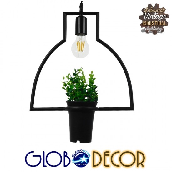 GLOBOSTAR® FLOWERPOT 10001209 Μοντέρνο Κρεμαστό Φωτιστικό Οροφής με Ντουί 1 x E27 AC 220-240V IP20 - Μαύρο & Πράσινο - Μ34 x Π34 x Y34cm GLOBOSTAR® FLOWERPOT 10001209 Μοντέρνο Κρεμαστό Φωτιστικό Οροφής με Ντουί 1 x E27 AC 220-240V IP20 - Μαύρο & Πράσινο - Μ34 x Π34 x Y34cm