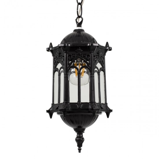 GLOBOSTAR® DARCY 00655 Vintage Κρεμαστό Φωτιστικό Οροφής με Ντουί 1 x E27 AC 220-240V IP20 - Μαύρο - Μ15.5 x Π15.5 x Υ32.5cm
