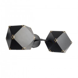GLOBOSTAR® WELLES 00795 Μοντέρνο Φωτιστικό Τοίχου - Απλίκα με Ντουί 2 x E14 AC 220-240V IP20 - Μαύρο - Μ52 x Π21 x Υ17cm