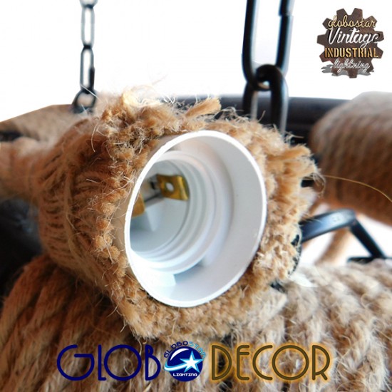 GLOBOSTAR® RUNNER 01115 Vintage Κρεμαστό Φωτιστικό Οροφής με Ντουί 6 x E27 AC 220-240V IP20 - Μαύρο & Μπεζ - Μ45 x Π45 x Υ60cm GLOBOSTAR® RUNNER 01115 Vintage Κρεμαστό Φωτιστικό Οροφής με Ντουί 6 x E27 AC 220-240V IP20 - Μαύρο & Μπεζ - Μ45 x Π45 x Υ60cm